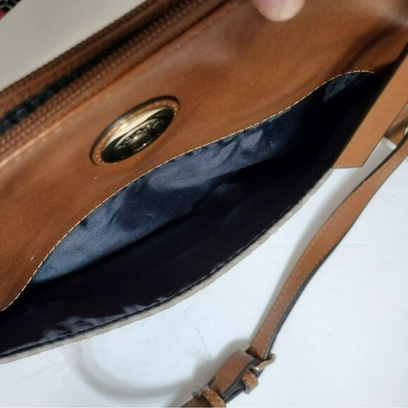 Tommy Hilfiger Brown Faux Leather & Monogram Crossbody Bag, Tan Taupe Purse - Picture 8 of 8
